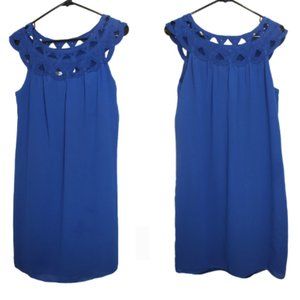 Max Studio Blue Shift Dress with Crochet neckline size S